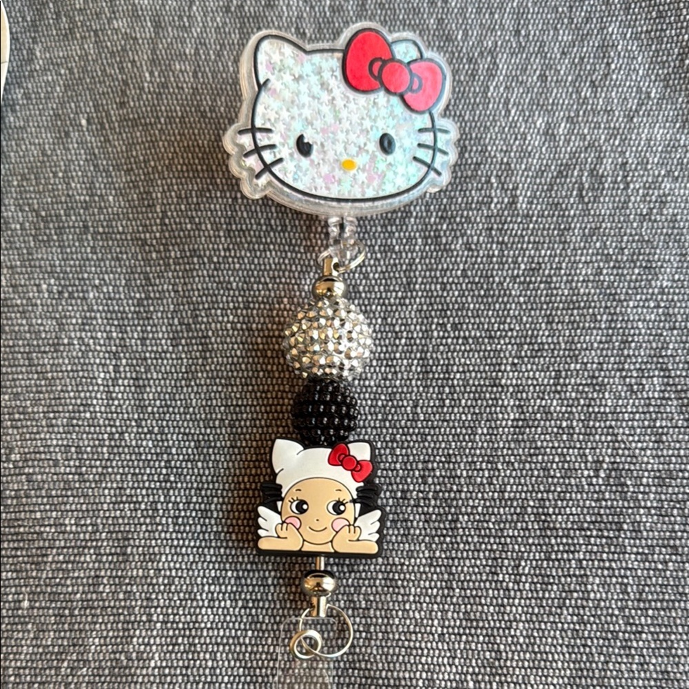 Hello Kitty Keychain with Red and Black Accents